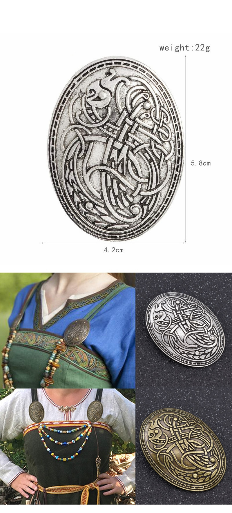 Viking Were wolf Carved Rune Ethnic Peace Brooch Totem Badge gold silver Cosplay Corsage Brooches Jewelry for women