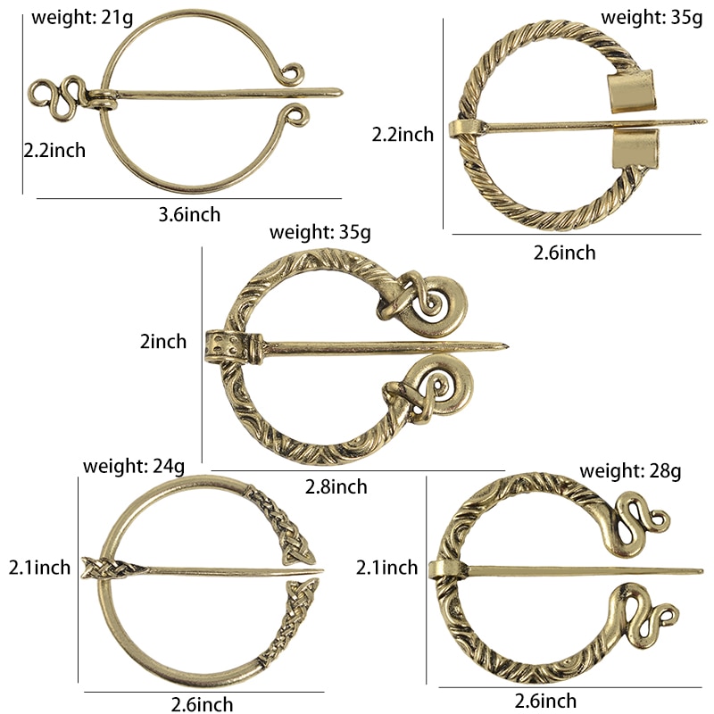 Retro Viking Brooch Collection Twists Knotted Fibula Cloak Pin Penannular Cloak Pin Shawl Pin Viking Style Pins Collection