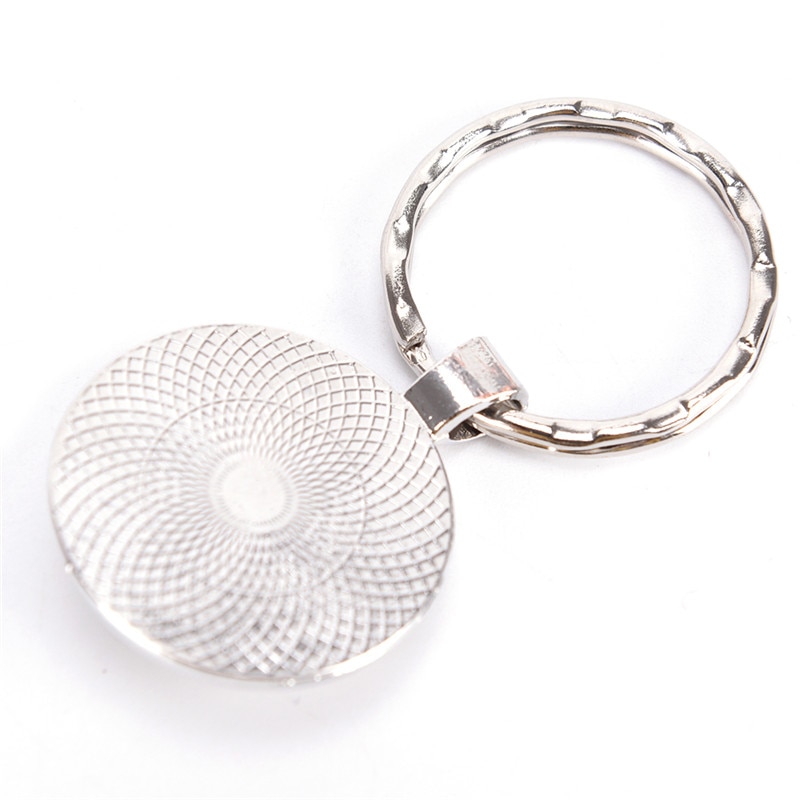Yin Yang Taichi Symbols Key Chain Glass Cabochon Jewelry Yin Yang Life Tree Pendant Silver Keychain for Men Women Gifts