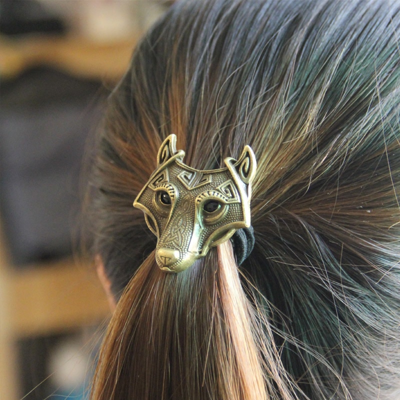vikings wolf elastic hair band ponytail holder celtic hair accessory